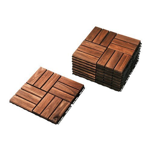IKEA Runnen - Tablones para suelo exterior de color marrón decapado / Pack de 9 - 0,81m²