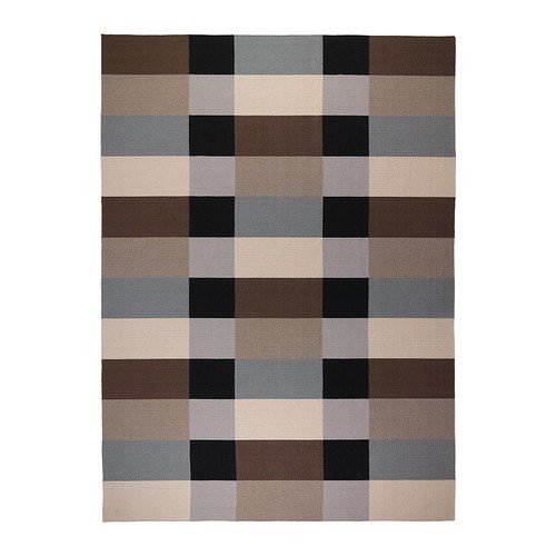 IKEA Stockholm alfombra en colour marrón; Diseño de cuadros; Plano de Tejido; Hecho a mano; (250 x 350 cm)