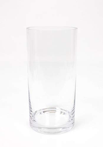 INNA-Glas Set de 2 x Jarrón cilíndrico Sansa de Cristal, Transparente, 25cm, Ø 12cm - Florero de Vidrio - Vaso para Velas