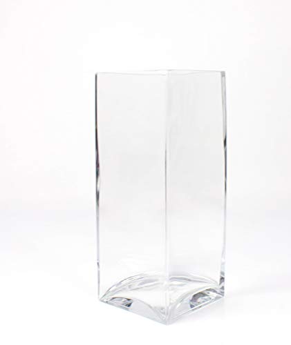 INNA-Glas Set de 2 x Jarrón con Forma de Columna Jack de Cristal, Transparente, 14 x 14 x 35cm - Florero de Suelo - Vaso de Cristal