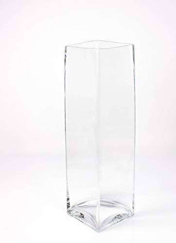 INNA-Glas Set de 2 x Jarrón con Forma de Columna Jack de Cristal, Transparente, 14 x 14 x 49cm - Florero de Suelo - Vaso de Cristal