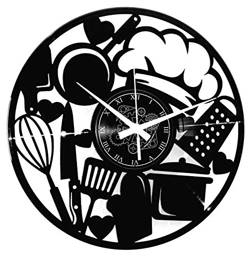 Instant Karma Clocks - Reloj de Pared de Vinilo, Objetos de Cocina, Chef, casa, 33 Vueltas, Vintage, Hecho a Mano