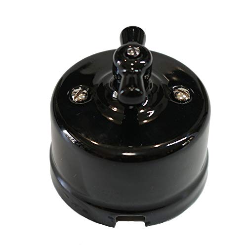 Interruptor de antiguos porcelana interruptores de luz vintage rotativo 10A 240V (Black)