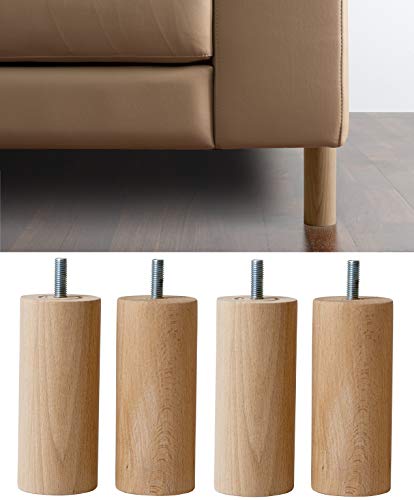 IPEA Juego de 4 Patas de Madera en Bruto de Cilindro para Muebles y sofás – Juego de 4 Patas para armarios y sillones, Patas de Haya, Color Claro, Altura 100 mm IPEA Juego de 4 Patas de Madera en Bruto de Cilindro para Muebles y sofás – Juego de 4 Patas para armarios y sillones, Patas de Haya, Color Claro, Altura 100 mm