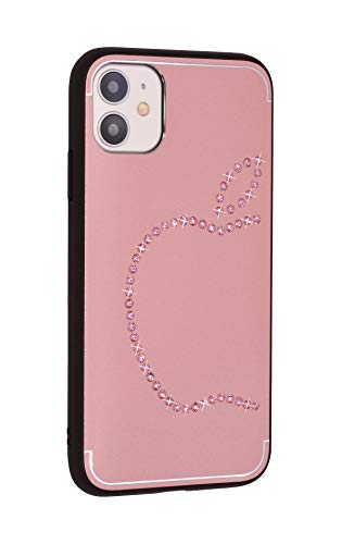 iShield Funda Lux para iPhone 11 Classic con *51* Cristales Swarovski. Funda/caracasa híbrida de Aluminio Satinado con Marco de TPU Suave al Tacto. (Classic Pink)