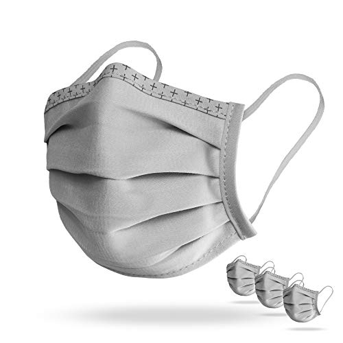 Isko Vital Supreme protección facial en gris - Mascarilla lavable de algodón orgánico con pinza nasal ajustable, para mujeres y hombres, 3 máscaras empaquetadas individualmente de la talla M Isko Vital Supreme protección facial en gris - Mascarilla lavable de algodón orgánico con pinza nasal ajustable, para mujeres y hombres, 3 máscaras empaquetadas individualmente de la talla M