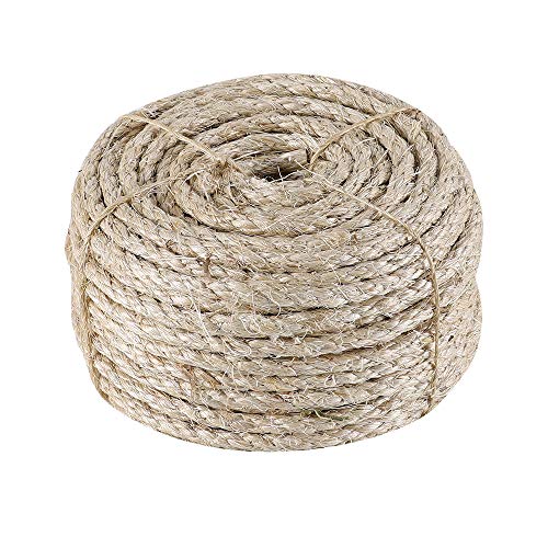 IZSUZEE Cuerda de Sisal, Cuerda de 7mm (30m), Adecuada para Rascador para Gatos, Juguete Gato y Arbol para Gatos. También Apto para Jardin, Jardineria y DIY.