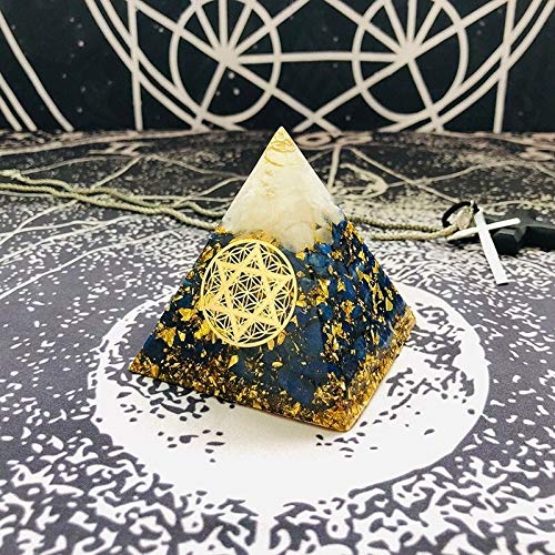 JEOSNDE La sabiduría orgonite Pirámide Sahasrara Chakra Aura Crystal White Lapis de Resina Artesanal Crecimiento joyería del Encanto de la pirámide (Gem Color : 8cm)