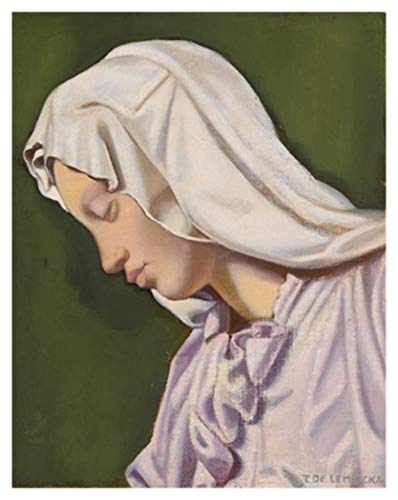 JH Lacrocon Pinturas a Mano Madonna Inspirado por El Pieta De Miguel Ángel de Tamara de Lempicka - 45X60 cm Reproducción Lienzo Retrato Art Poster Enrollado