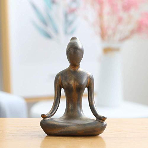 JSMY Estatua de Yoga meditando,Postura de Loto,Figuras de Mujer,decoración de Yoga,Elegantes esculturas para meditación,Regalo de Yoga,por My Wellness Trends Gold-b 5.5x8.5cm(2x3inch)