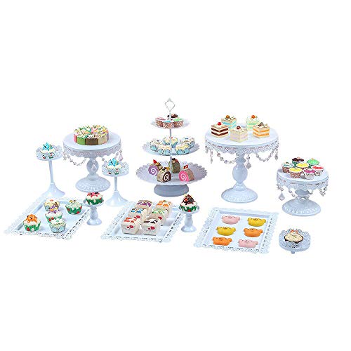 Juego de 12 soportes para tartas y cupcakes, con adornos de cristal y perlas