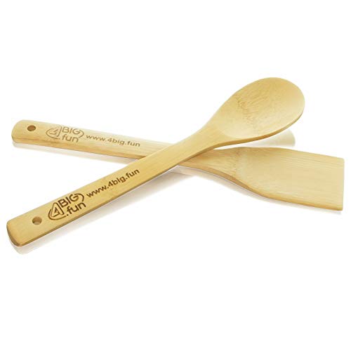 Juego de cucharas de cocina de bambú, 30 cm, utensilios de cocina, respetuosos con el medio ambiente