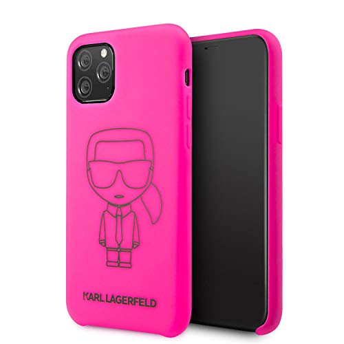 Karl Lagerfeld - Funda de silicona para iPhone 11 Pro con interior de microfibra suave color rosa | Puertos fácilmente accesibles | Funda protectora contra caídas | Licencia oficial