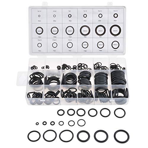 KATUR Surtido de juntas tóricas universales, juego de 279 piezas, 18 tamaños de 3 a 18 mm de diámetro interno, juntas tóricas de goma negra para fontanería, automoción, reparación general KATUR Surtido de juntas tóricas universales, juego de 279 piezas, 18 tamaños de 3 a 18 mm de diámetro interno, juntas tóricas de goma negra para fontanería, automoción, reparación general