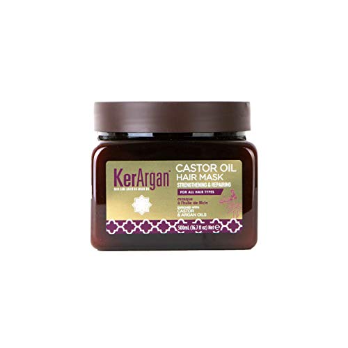 Kerargan - Máscara, cuidado del cabello con aceite de ricino y aceite de argán y manzanilla - Estimula el crecimiento, anti caído cabello - Hidrata, nutre -Libre de sulfato, libre de parabeno - 500 ML