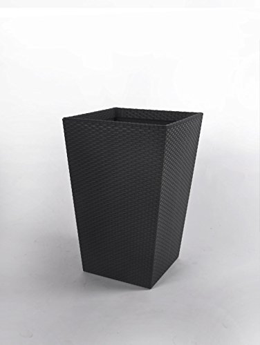Keter - Maceta pequeña de base cuadrada, 24 litros, Color gris grafito