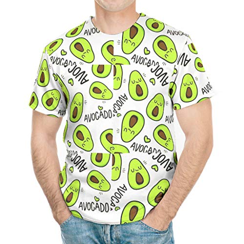 Knowikonwn - Camiseta de Manga Corta para Hombre, diseño de Aguacate con Estampado de Aguacate para Vacaciones – Parte Superior Transpirable para Frutas y Verduras Blanco Blanco XL