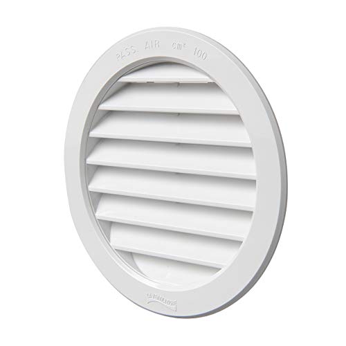 La Ventilazione T12B - Rejilla de ventilación redonda de plástico para empotrar, color blanco, diámetro interior/exterior 120/150 mm