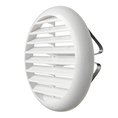 La Ventilazione TU100B - Rejilla de ventilación redonda universal de plástico con muelles, color blanco, diámetro 106 mm