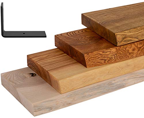 LAMO Manufaktur Estante de Madera Maciza, Estante de Pared, Borde Natural, Soporte Negro de ángulo 90º, Fresno Natural 100cm, LW-01-A-002-100L LAMO Manufaktur Estante de Madera Maciza, Estante de Pared, Borde Natural, Soporte Negro de ángulo 90º, Fresno Natural 100cm, LW-01-A-002-100L