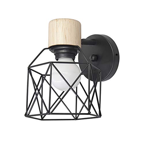 Lámpara de pared industrial negra, iluminación de pared de jaula de metal vintage, lámpara de pared con apliques ajustables retro E27, accesorio de interior