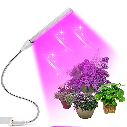 Lámpara de Planta, LED Plant Grow Strip Light, USB Lámpara LED Cultivo de Espectro Completo, Luz para Plantas 360°Ajuste para Jardinería Bonsai(21cm)
