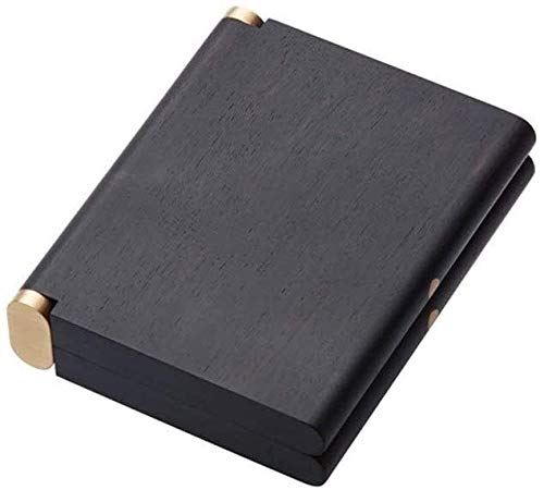 Leilims - Caja de cigarrillos de madera para hombre y mujer, portátil, diseño de artesanía, diseño tradicional, color negro, tamaño: 96 x 93 x 22 mm