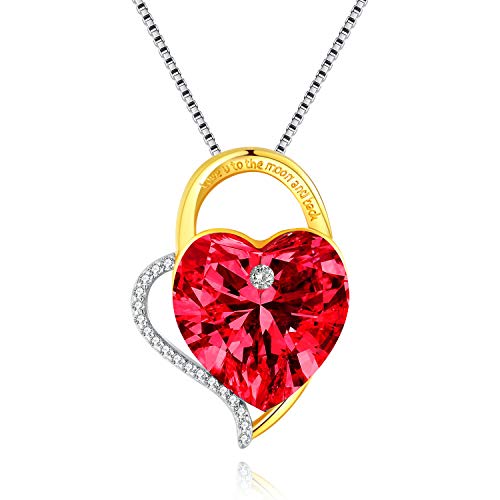 LEKANI Regalos para San Valentin, Collares Mujer Plata Colgante"Amor por Siempre" Cristal de Swarovski Joyas Regalos Originales para Mujer Madre Mamá Abuela (Red)