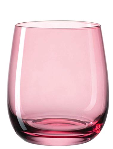 Leonardo Sora 018190 - Juego de 6 vasos de agua, aptos para lavavajillas, vasos de cristal coloridos, 360 ml, color rojo