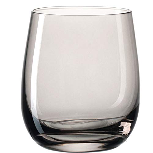 Leonardo Sora 018195 - Juego de 6 vasos de agua, aptos para lavavajillas, vasos de cristal coloridos, juego de bebidas moderno, color gris, 360 ml