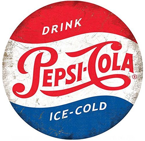 Letrero publicitario de 30 cm, redondo, metálico y de esmalte de estilo vintage Bebe Pepsi Cola Ice Cold