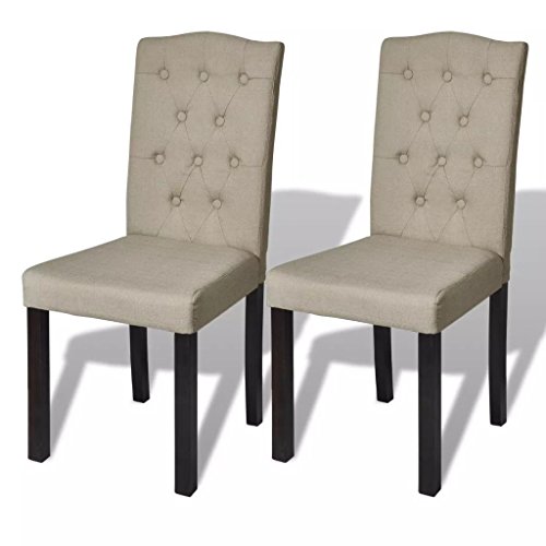 Lingjiushopping 2 sillas de comedor de tela beis. Color: beige. Tamaño de la silla: 42 x 53 x 95 cm (largo x ancho x alto).