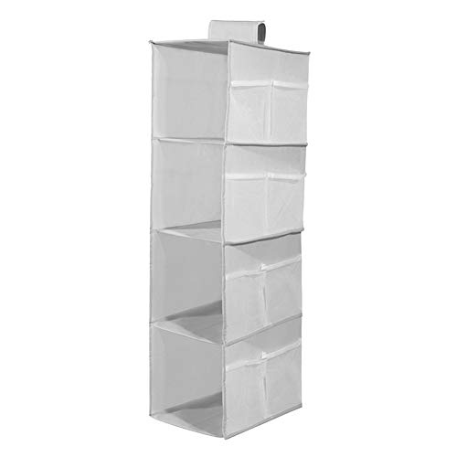 Lirex Organizador de Armarios Colgante de 4 Niveles, 4 Pisos Tela Oxford Colgador de Armario con 12 Bolsillos Laterales de Malla para Armario Familiar, Dormitorio, Plegable y Ajuste Universal