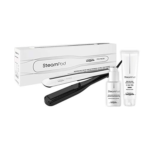 L'Oréal Professionnel Steampod 3.0 - Plancha alisadora + crema para cabello grueso de 150 ml + suero concentrado para puntas perfectas de 50 ml