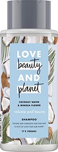 Love Beauty And Planet - Champú Volume & Bounty para pelo fino, con agua de coco y flor de mimosa, sin silicona, 1 unidad (400 ml)