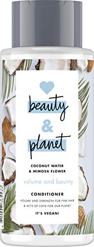 Love Beauty and Planet Volume & Bounty Acondicionador para cabello fino, agua de coco y flor de mimosa sin silicona, 1 unidad (400 ml)