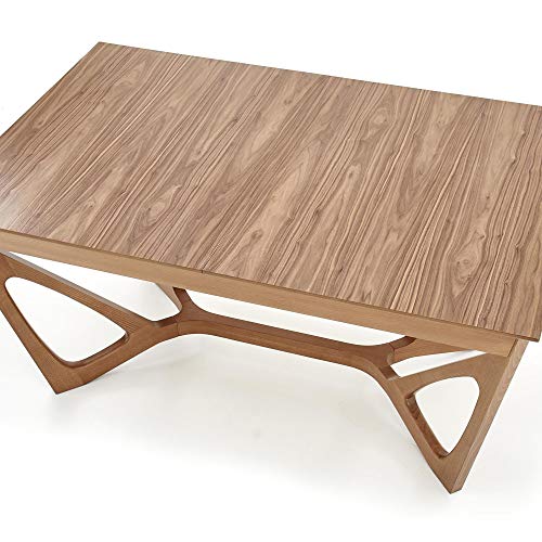 Luena - Mesa de comedor rectangular de madera Wenanty, (extendida), 160 (240) x 100 x 77 cm (160(240) x 100 x 77 cm, nogal, patas de madera de nogal americano macizo.