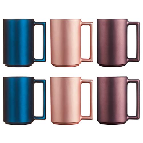 Luminarc Ameno Set 6 tazas desayuno mugs café de vidrio para microondas 32cl, 3 colores, Verde