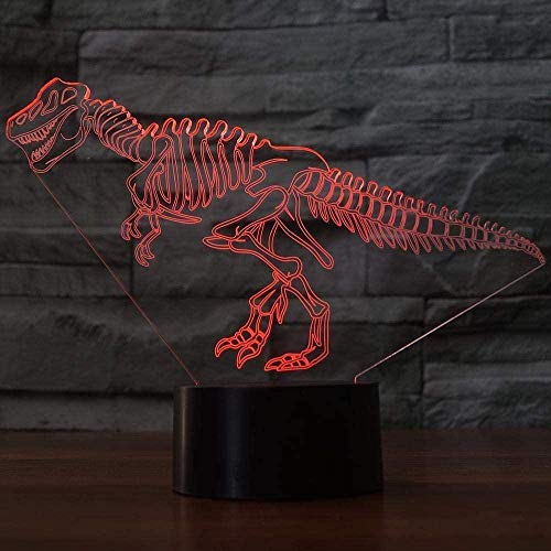 Luz de noche regalo para niños 7 gradiente de color 3D lámpara de mesa de hueso de dinosaurio visual LED, decoración de ambiente, regalo de vacaciones