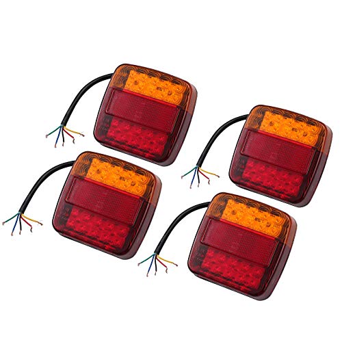 Luz Trasera Remolque 4PCS LED Pilotos Traseros Impermeable IP65 Luz de Freno Luz de Giro Lampara de Matricula Indicador Homologado Multifunción para Remolque Camión Vehiculos Pesados