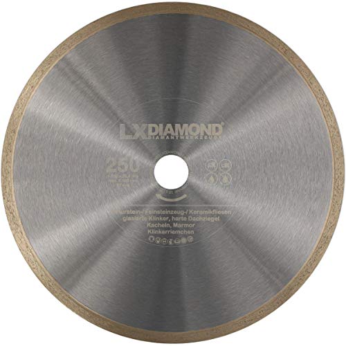 LXDIAMOND Disco de corte de diamante de 250 mm x 25,4 mm para azulejos, azulejos de gres porcelánico, piedra natural, mármol, disco de diamante de 250 mm