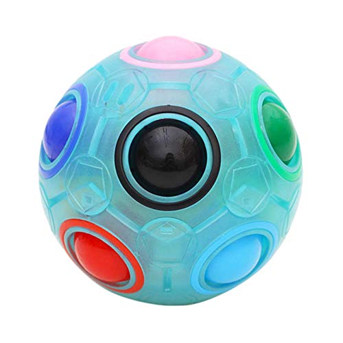 Magic Rainbow Ball, Luminous Fidget Ball Rompecabezas Desafiante Speed ​​Cube Ball Rompecabezas Juguete Educativo para Niños Y Adultos, Azul
