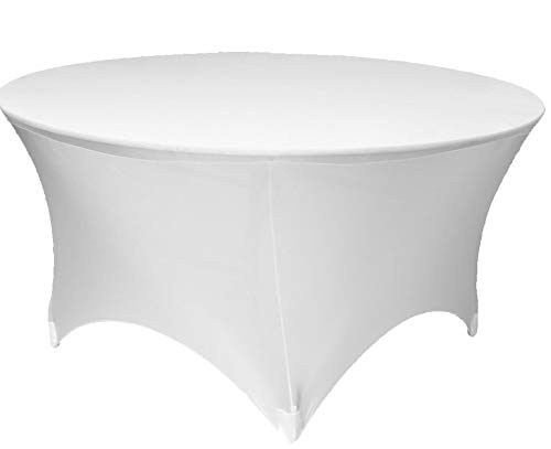 Mantel de cubierta elástica para mesa redonda de 6 pies de 183 x 75 cm, color blanco