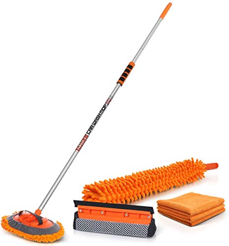 MATCC Kit de Lavado de Coche 4PCS Herramientas Lavado Coche Mango Largo Rotación de 180°Rasqueta de Ventana Toallas de Microfibra Duster para Camiones de RV y Limpieza del Hogar 157cm MATCC Kit de Lavado de Coche 4PCS Herramientas Lavado Coche Mango Largo Rotación de 180°Rasqueta de Ventana Toallas de Microfibra Duster para Camiones de RV y Limpieza del Hogar 157cm