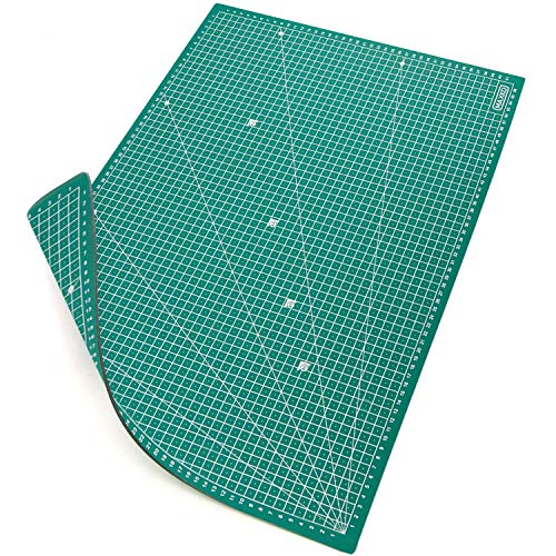 MAXKO base de corte A2 (60 x 45 cm), verde, autocicatrizante, reticulado sistema métrico/tabla para cortar/cartapacio/ecológica de PVC - protección para cuchillas y mesas de trabajo