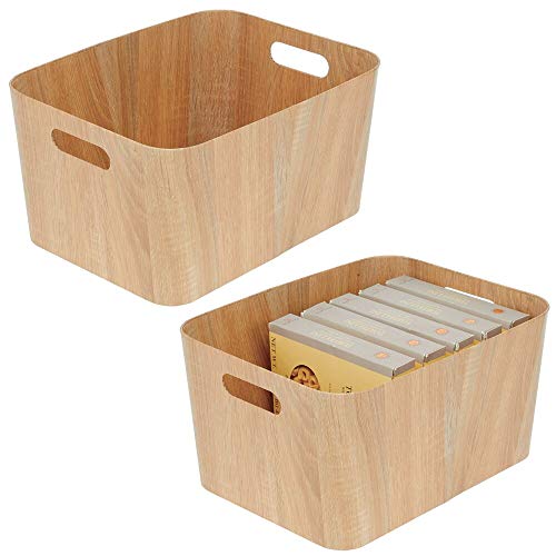 mDesign Juego de 2 recipientes para alimentos con asas y de cartón – Cestas para verduras y frutas para la despensa – Organizadores de armario de cocina grandes aptos para alimentos – natural mDesign Juego de 2 recipientes para alimentos con asas y de cartón – Cestas para verduras y frutas para la despensa – Organizadores de armario de cocina grandes aptos para alimentos – natural