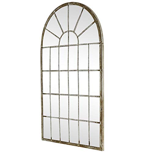 Melody Maison Espejo de pared arqueado para ventana, estilo rústico, 36 x 60 cm Melody Maison Espejo de pared arqueado para ventana, estilo rústico, 36 x 60 cm