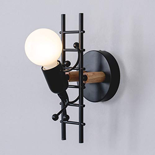 Mengjay Luz de la pared E27 Creative Lámpara de Hierro Forjado Humanoide Moderno Apliques de Pared Lámpara de pared Para Dormitorio, Restaurante, Corredor,Negro Mengjay Luz de la pared E27 Creative Lámpara de Hierro Forjado Humanoide Moderno Apliques de Pared Lámpara de pared Para Dormitorio, Restaurante, Corredor,Negro