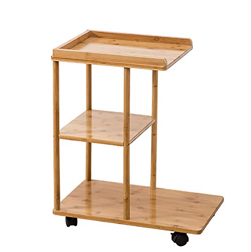 Mesa Auxiliar 3 Niveles Laminación Sofá, Bambú En Forma de C Carro de Vino para Uso En Sala de Estar/Restaurante, 50×31.5×60.5cm Mesa Auxiliar 3 Niveles Laminación Sofá, Bambú En Forma de C Carro de Vino para Uso En Sala de Estar/Restaurante, 50×31.5×60.5cm