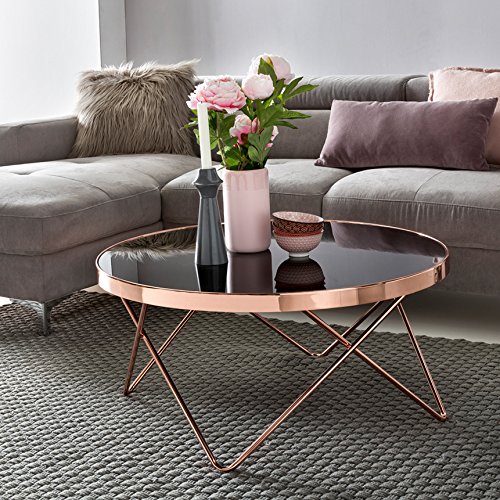 Mesa de Centro de diseño Superior de Cristal Negro/Marco Cobre Ø82 cm. Mesa de salón Mesa de sofá con Espejo Moderno. Mesa de Cristal Mesa de Centro Redonda Mesa de salón HxW: 40xØ: 82cm Mesa de Centro de diseño Superior de Cristal Negro/Marco Cobre Ø82 cm. Mesa de salón Mesa de sofá con Espejo Moderno. Mesa de Cristal Mesa de Centro Redonda Mesa de salón HxW: 40xØ: 82cm